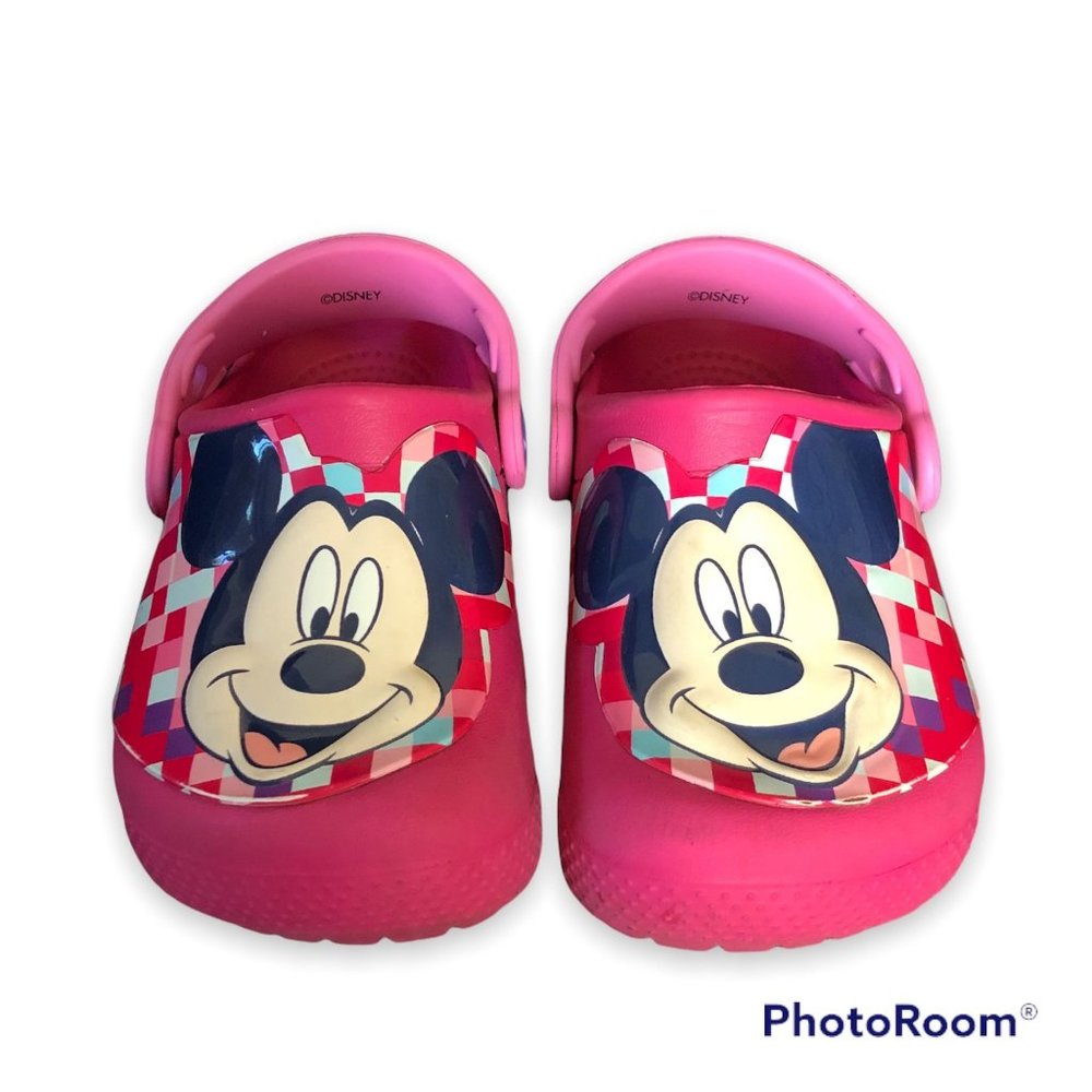 Crocs Mickey Mouse Disney Slip On Clogs Comfort Shoes Pink Little Girl's 7